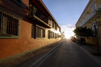 Mexico, Mazatlan, Colorful old city streets in historic city center near El Malecon and ocean