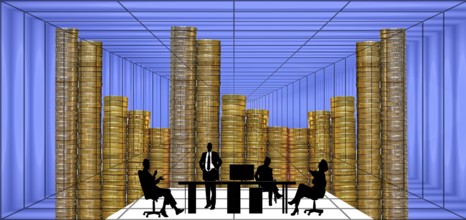 Symbol photo, financial market, stock market, charts, chart prices, rising, falling, telephoning