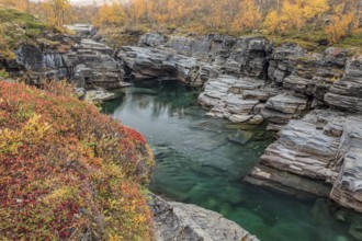Gorge, canyon, river, rapids, autumn, autumn colours, Abisko Canyon, Abisko National Park, Laponia,