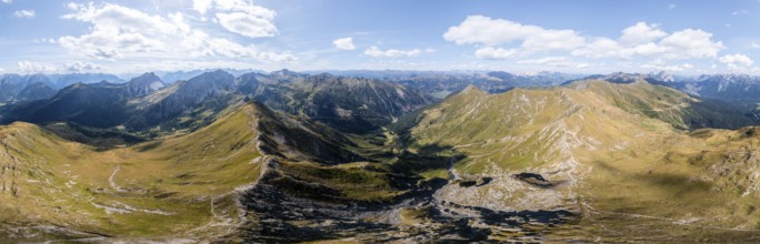 Alpine panorama, Carnic main ridge, view of Sesto Dolomites, Carnic High Trail, Carnic Alps,
