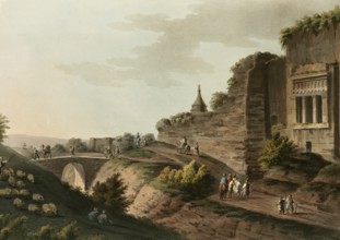 Historical Palestine, Bridge over the Kedron stream, Historical, digitally restored reproduction