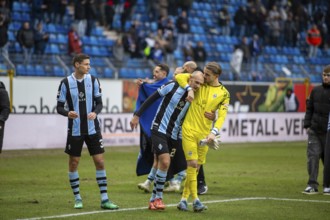 Football 3rd division, 2024/25 season, matchday 24: Waldhof Mannheim vs. Hansa Rostock***Joy and