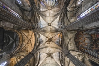 Ceiling vault in the main choir, Cathedral, Catedral de la Santa Creu i Santa Eulalia, Barcelona,