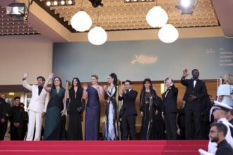 Cannes, France, 25.5.2024: Jury members Pierfrancesco Favino (Italian actor), Lily Gladstone (US