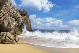 Scenic Los Cabos travel destination Playa del Divorcio, Divorce Beach located near famous Arch of