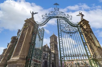 Mexico, Puebla Cathedral on the central Zocalo plaza in historic city center, Central America