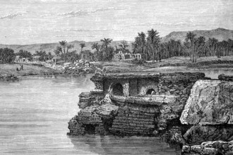 View of Aswan in Egypt, seen from the island of Elephantine, 1880, Historical, digital reproduction