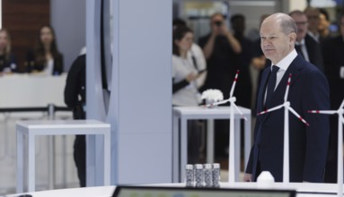 Olaf Scholz (SPD), Federal Chancellor, at the Hanover Trade Fair, Hanover, 22 April 2024, here at