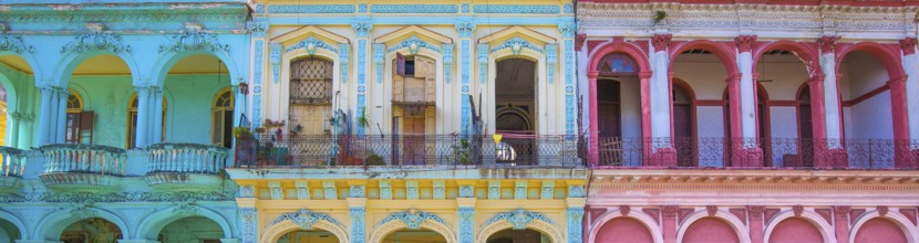 Scenic colorful Old Havana streets in historic city center (Havana Vieja) near Paseo El Prado and