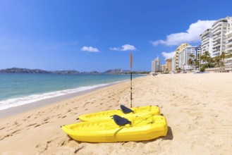 Mexico, Acapulco resort beaches and scenic ocean views near Zona Dorada Golden Beach zone, Central