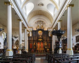 Interior church of Saint Magnus the Martyr, City of London, England, UK architect Christopher Wren