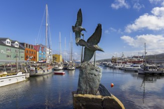 Battle of the Birds sculpture, tribute to Nólsoyar Páll, 18th century Faroese national hero in the
