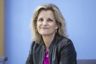 Daniela Ludwig, Member of the German Bundestag (CDU/CSU), at a press conference to present the