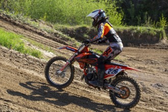Motocross rider on the motocross track in Walldorf, Baden