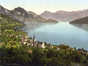 Weggis, municipality in the canton of Lucerne, Lake Lucerne, Switzerland, Historical, digitally
