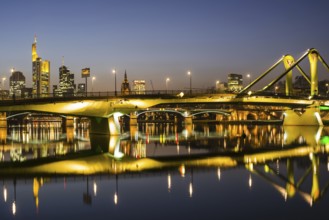 Skyline, Flößerbrücke, banking district, Frankfurt am Main, Hesse, Germany, Europe