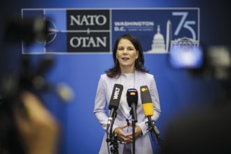 Annalena Bärbock (Alliance 90/The Greens), Federal Foreign Minister, gives a press briefing on the