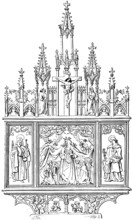 Altar in the Agustinian monastery or Augustinian church in Nuremberg, biblical scenes, crucifixion