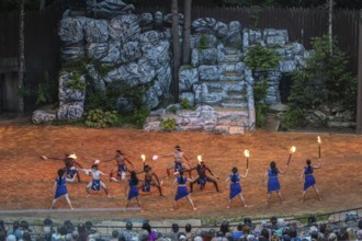Outdoor drama Unto These Hills recounts the history of the native Cherokee people in North Carolina