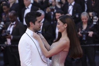Cannes, France, 25 May 2024: Jeremy Jauncey and Pia Wurtzbach Jauncey at the closing ceremony on