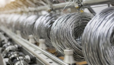 Metal, material, various stainless steel wires on a roll