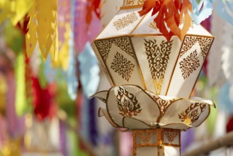Numerous lanterns at Golden Mount at the turn of the year, Bangkok, Thailand, Asia