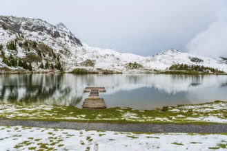 Bettmersee, mountain lake, alpine, bathing, swimming, footbridge, wooden footbridge, tranquillity,