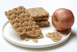 Crispbread and apple on a plate