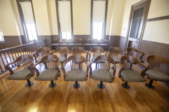 Sumner, Mississippi - The jury's chairs at the Tallahatchie County Courthouse, site of the Emmett
