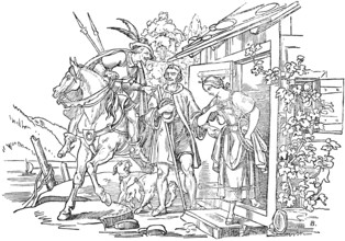 Ringgenberg and Schadenburg, after the hunt Wolf von Ringgenberg rides up to the house of the