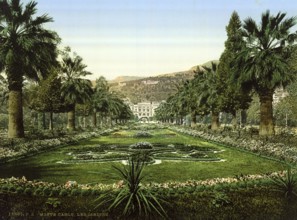 Entrance to the casino, the gardens, Monte Carlo, Monaco, Riviera, c. 1895, Historic, digitally