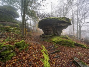 Devil's Table rock formation, Großer Waldstein, Fichtelgebirge, Upper Franconia, Franconia,