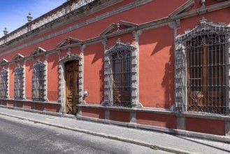 Mexico, colorful colonial Guadalajara houses in historic center near Guadalajara Cathedral, Central
