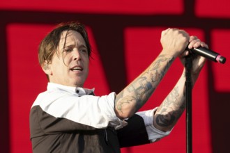 Adenau, Germany, 8 June 2024: Billy Talent (Benjamin Kowalewicz, singer) play at Rock am Ring. The