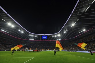 Overview, flag waving in front of the start of the match, German flags, flags, UEFA Nations League