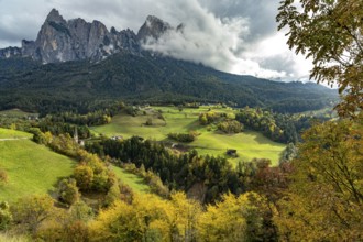 Autumn on Mount Sciliar in Siusi allo Sciliar, South Tyrol, Italy, Europe