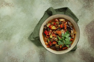 Ajapsandali, cold appetizer, vegetable stew, stewed vegetables, Caucasian cuisine