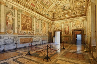 Ceiling painting and golden wall decorations in the Sala Paolina, Pope's chamber, Castel Sant