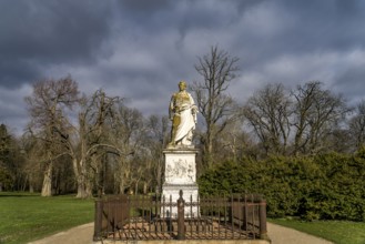 Statue of the founder Prince Wilhelm Malte I in Putbus Castle Park, Ruegen Island,