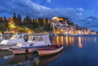 City view of Sibenik at dusk, Croatia, Europe