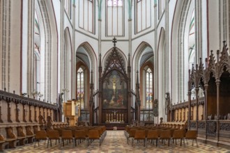 Neo-Gothic crucifixion altar by Gaston Lenthe in Schwerin Cathedral of St Mary and St John, state