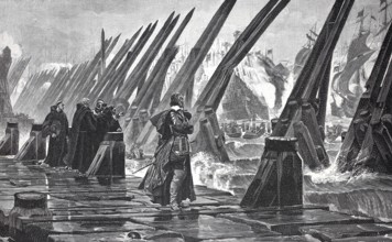 Michelieu at the siege of La Rochelle by troops of the French King Louis XIII, 4 August 1627 to 28