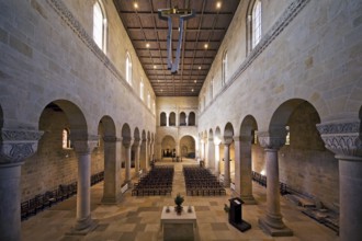 Interior view with nave, Collegiate Church of St Servatius, UNESCO World Heritage Site,