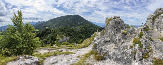 View from the summit of Nockstein to Gaisberg, Osterhorngruppe, Flachgau, Land Salzburg, Austria,