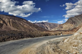 Manali-Leh road to Ladakh in Indian Himalayas near Baralacha-La pass. Himachal Pradesh, India, Asia