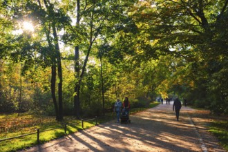 Munchen, Germany, October 21, 2019: Golden autumn fall October in famous Munich relax place,