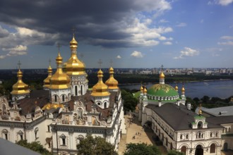 Ukraine, Kiev, View from the bell tower to the monastery complex of the Kiev Cave Monastery, Holy