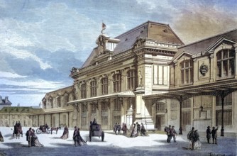 The Railway Station of Orleans, 1869, France, Historic, digitally restored reproduction of an