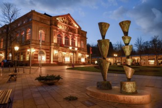 Theatre, blue hour, blue hour, Baden-Baden, Black Forest, Baden-Württemberg, Germany, Europe