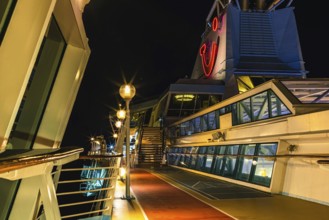 TUI Marella Discovery Cruise Ship at night, Majorca, Spain, Europe